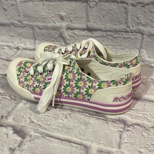 Rocket Dog Women’s Jazzin Purple and Green Flowers Sneakers Size 8.5